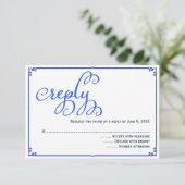 Winter Blues Calligraphy Wedding Reply Kaart (Staand voorkant)