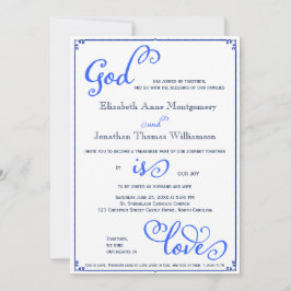 Winter Blues God is Love Wedding Invitation Kaart