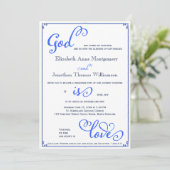 Winter Blues God is Love Wedding Invitation Kaart (Staand voorkant)