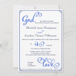 Winter Blues God is Love Wedding Invitation Kaart