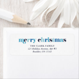 Winter Blues Lettering "Vrolijk Kerstfeest" Etiket