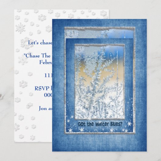 Winter Blues Party Kaart (Voorkant / Achterkant)