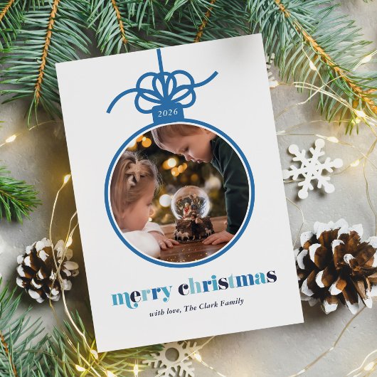 Winter Blues Vette Letters Ornament Foto Feestdagenkaart