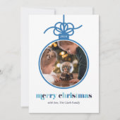 Winter Blues Vette Letters Ornament Foto Feestdagenkaart (Voorkant)