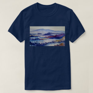 Winter Blues Waterverf Snow Mountains Cotton T-shirt