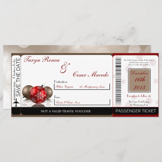 Winter Blur Boarding Pass huwelijksuitnodiging Kaart (Voorkant / Achterkant)