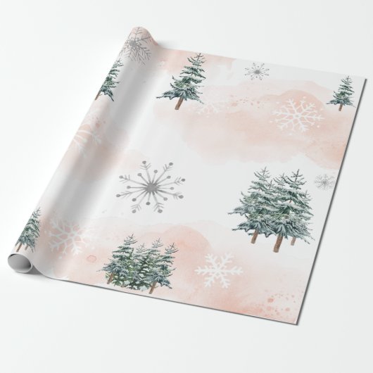Winter Blush Baby shower Wrapping Paper Cadeaupapier (Uitgerold)