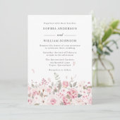 Winter Blush Elegant Waterverf Flowers Wedding Kaart (Staand voorkant)