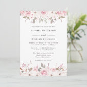Winter Blush & Gray Waterverf Floral Roos Weddensc Kaart (Staand voorkant)