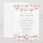 Winter Blush & Gray Waterverf Floral Roos Weddensc Kaart (Voorkant / Achterkant)