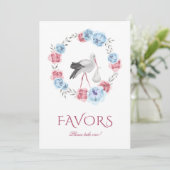 Winter Blush Pink Baby shower Favors Table Sign Kaart (Staand voorkant)