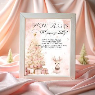 Winter Blush Pink Deer Hoe groot is de buik van ma Poster