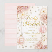 Winter Blush Roze Bloemen Baby Shower Kaart (Voorkant / Achterkant)