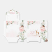 Winter blush roze eerste verjaardag hert bedankdoosjes (Uitgevouwen)
