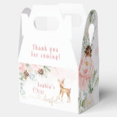 Winter blush roze eerste verjaardag hert bedankdoosjes (Geopend)