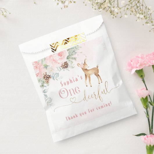 Winter blush roze eerste verjaardag hert bedankzakje (Gezegeld)