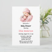 Winter Blush Roze Moeder & Kind Meisje Baby shower Kaart (Staand voorkant)