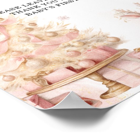 Winter Blush Roze Schattige Meisje Herten Boeken v Poster (Hoek)