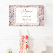 Winter Blush Roze Sneeuwvlok Baby shower Spandoek (Insitu)
