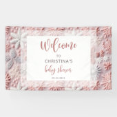 Winter Blush Roze Sneeuwvlok Baby shower Spandoek (Horizontaal)