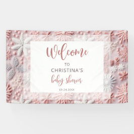 Winter Blush Roze Sneeuwvlok Baby shower Spandoek