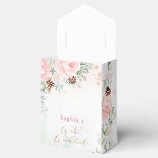 Winter blush roze winter wonderland meisje verjaar bedankdoosjes (Geopend)