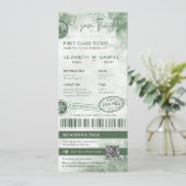 Winter Boarding Pass bestemming bruiloft Kaart (Staand voorkant)