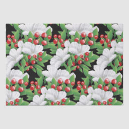 Winter Boeket Wit Rood Groen Bloemen | Black Tissuepapier