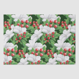 Winter Boeket Wit Rood Groen Bloemen | Dark Green Tissuepapier
