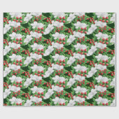 Winter Boeket Wit Rood Groen Bloemen | Green Cadeaupapier (Vlak)