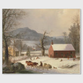  Winter Boerderij huis Cadeaupapier (Vlak)