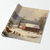  Winter Boerderij huis Cadeaupapier (Uitgerold)