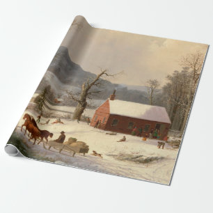  Winter Boerderij huis Cadeaupapier