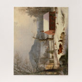 Winter Boerderij huis Legpuzzel (Verticaal)