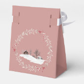 Winter Boerderij huis omringd door kerstkrans Bedankdoosjes (Achterkant)