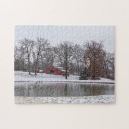 Winter Boerderij Pano Legpuzzel