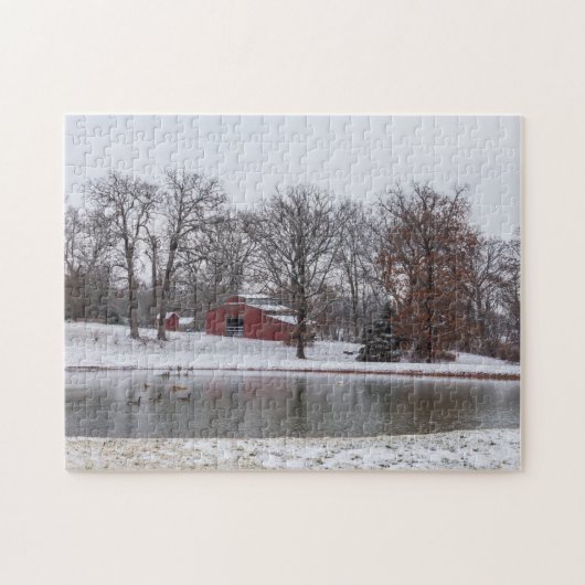 Winter Boerderij Pano Legpuzzel (Horizontaal)