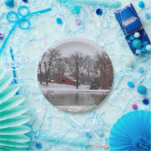 Winter Boerderij Pano Papieren Bordje (Feest)