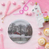 Winter Boerderij Pano Papieren Bordje (Feest)