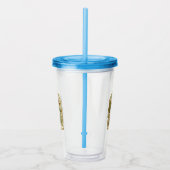 Winter Boerderij Scene Bird op Branch in Birdcage Acryl Drinkbeker (Rechts)