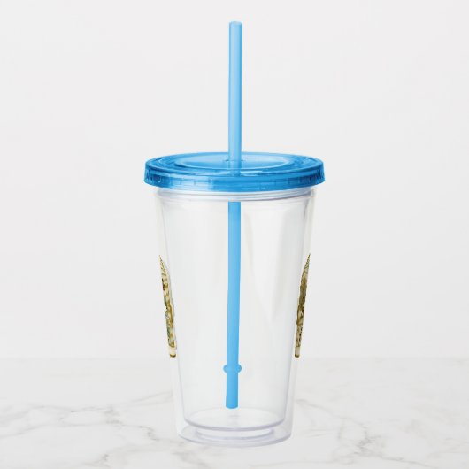 Winter Boerderij Scene Bird op Branch in Birdcage Acryl Drinkbeker (Rechts)