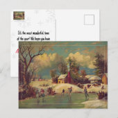 Winter Boerderij Scène Briefkaart (Voorkant / Achterkant)