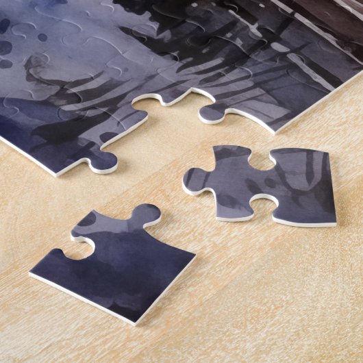  Winter Boerderij Scène Met Poort en Kippen Legpuzzel (Zijkant)