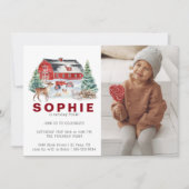 Winter Boerderij thema | Uitnodiging voor verjaard (Voorkant)