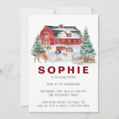 Winter Boerderij thema | Uitnodiging voor verjaard (Voorkant)