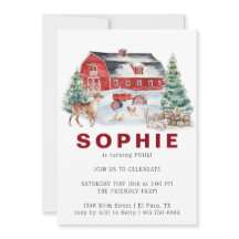 Winter Boerderij thema | Uitnodiging voor verjaard