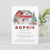 Winter Boerderij thema | Uitnodiging voor verjaard (Staand voorkant)