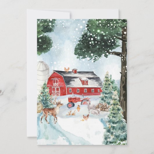 Winter Boerderij thema | Uitnodiging voor verjaard (Achterkant)