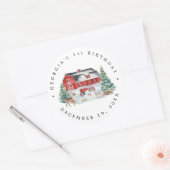 Winter Boerderij thema verjaardagsfeestje dank je  Ronde Sticker (Envelop)
