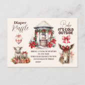 Winter Boerderijdieren Kerstluier Raffle Informatiekaartje (Voorkant)